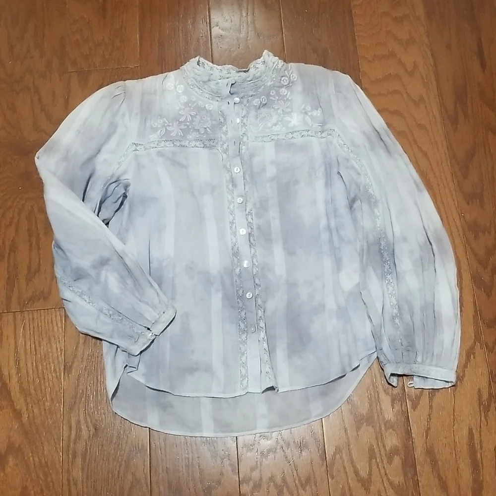LoveShackFancy Ronda Top in Washed Denim sz xs NWT - Picture 4 of 12